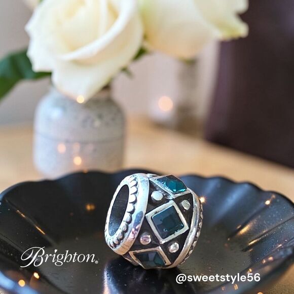 Brighton Jewelry - BRIGHTON "Spark" Teal And Silver Crystal Slider Charm